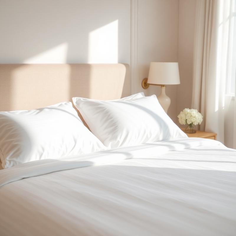 Freshly made bed with crisp white linen